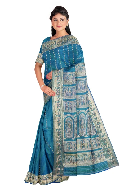 Swarnachari Silk Saree - Peacock Green