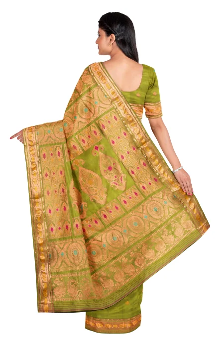 Swarnachari Silk Saree - Green - Image 3