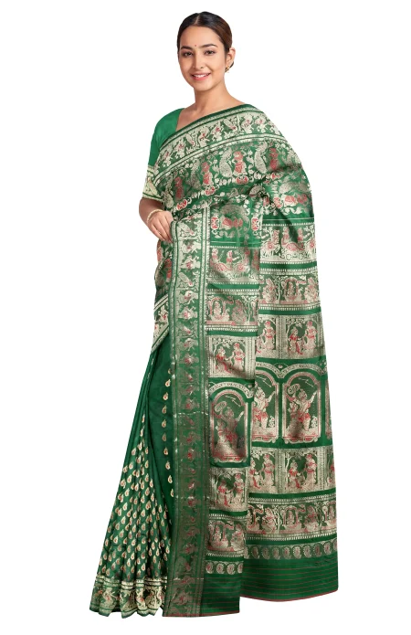 Swarnachari Silk Saree - Green - Image 3