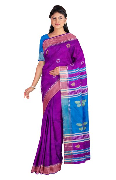 Handwoven Bishnupuri Silk Saree - Purple