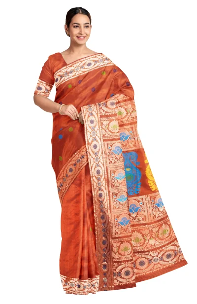 Baluchari Silk Saree - Orange