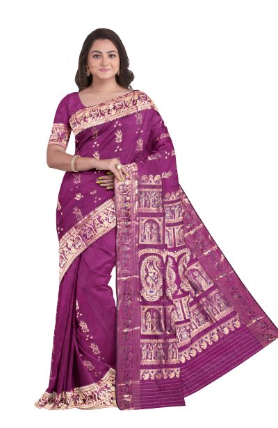 Baluchari Silk Saree with Jori Mina Work - Magenta