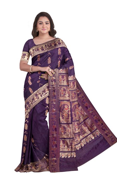 Baluchari Silk Saree with Jori Mina Work - Purple