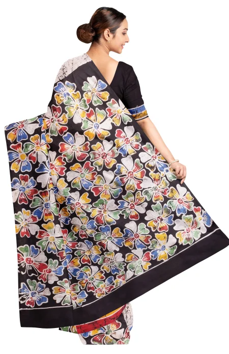 Batik Silk Saree - Multi Colour - Image 2