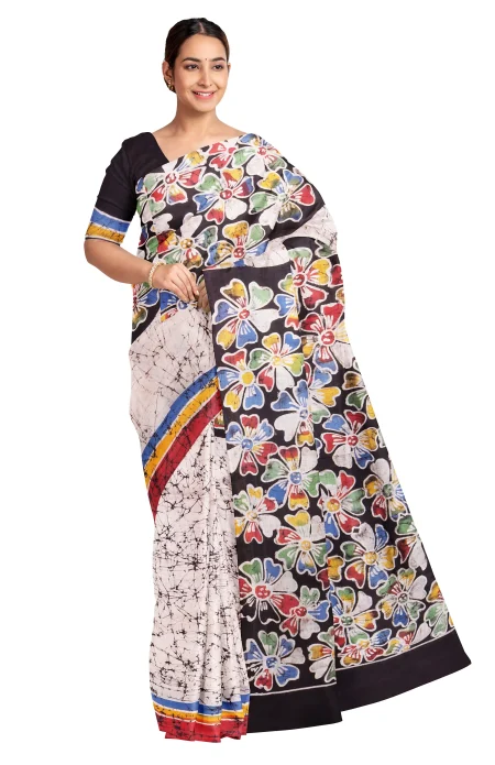 Batik Silk Saree - Multi Colour - Image 3