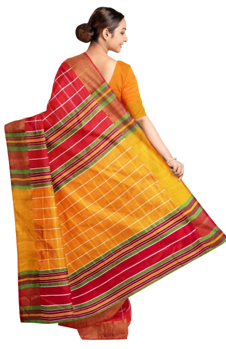 Handwoven Tangail Silk Saree - Multi Colour - Image 2