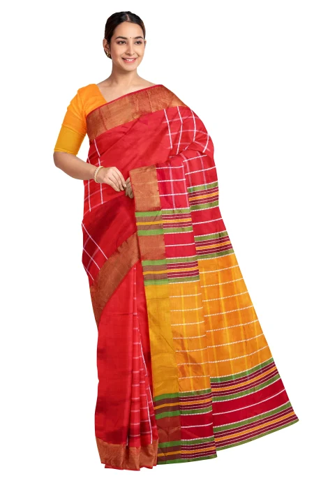 Handwoven Tangail Silk Saree - Multi Colour - Image 3