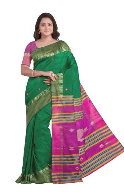 Handwoven Tangail Silk Saree - Multi Colour