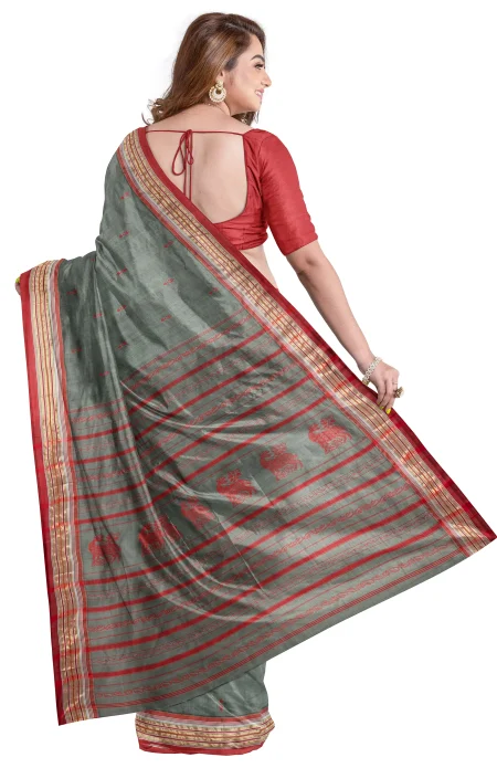 Garod Silk Saree - Mosh Grey - Image 2