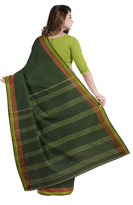 Santipuri Cotton Saree - Green - Image 2