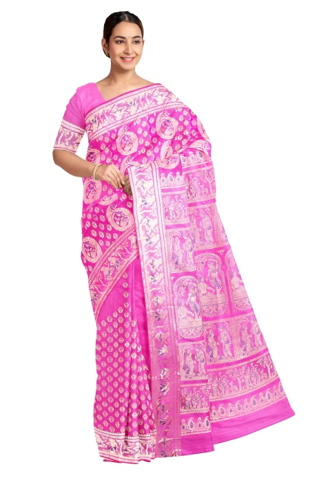 Swarnachari Silk Saree - Pink - Image 3