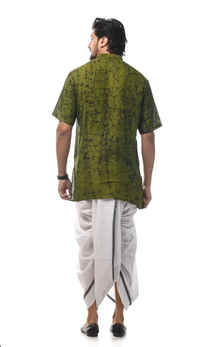 Cotton Batik Short Kurta - Green - Image 2