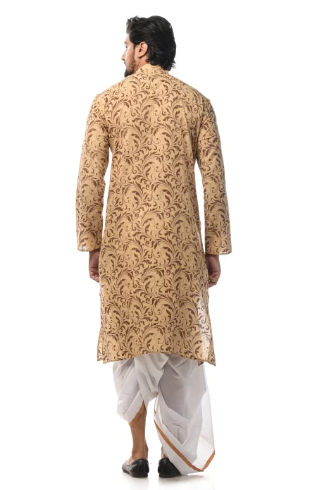 Printed Cotton Kurta - Beige - Image 4
