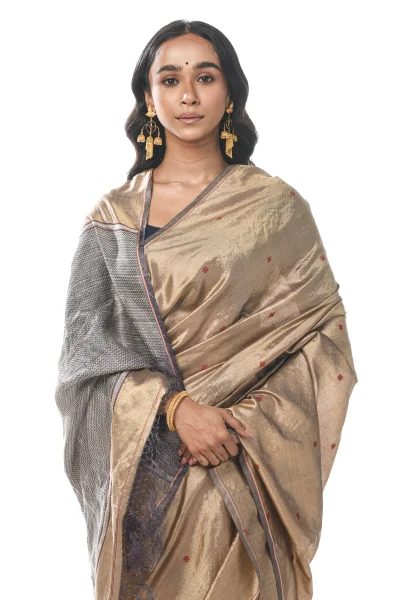Tangail Tussar Silk Saree - Baige