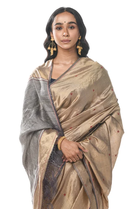 Tangail Tussar Silk Saree - Baige