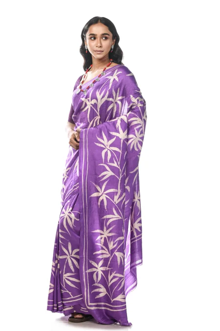 Batik Silk Saree - Purple