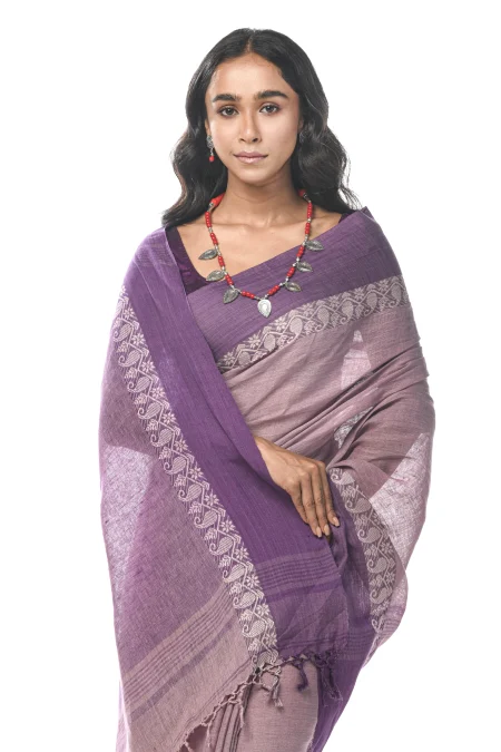 Handwoven Tangail Saree - Purple