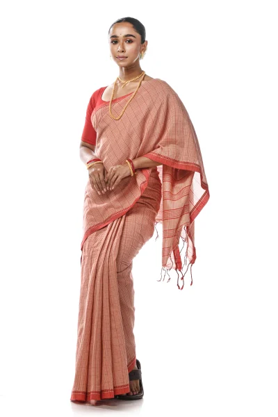 Santipuri Cotton Saree - Cream