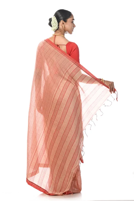 Santipuri Cotton Saree - Cream - Image 3