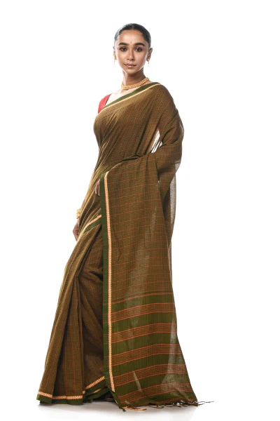 Santipuri Cotton Saree - Green