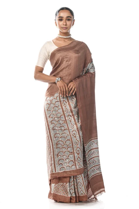 Batik Silk Saree - Brown
