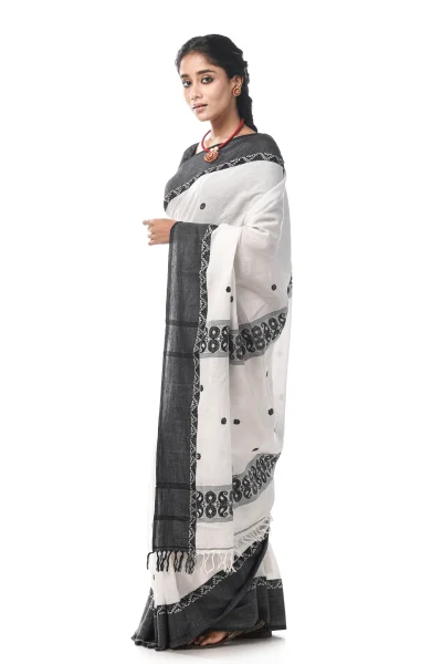Dokhna Cotton Saree - White