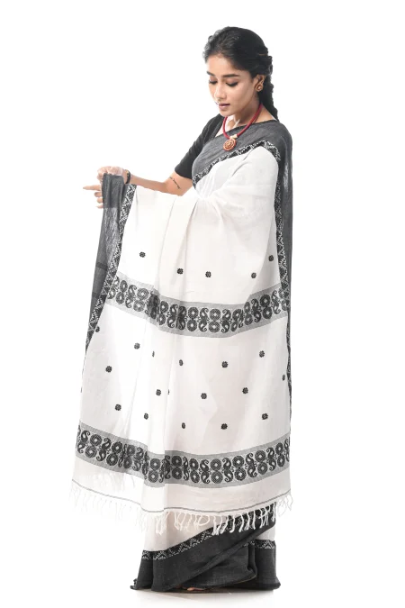 Dokhna Cotton Saree - White - Image 2