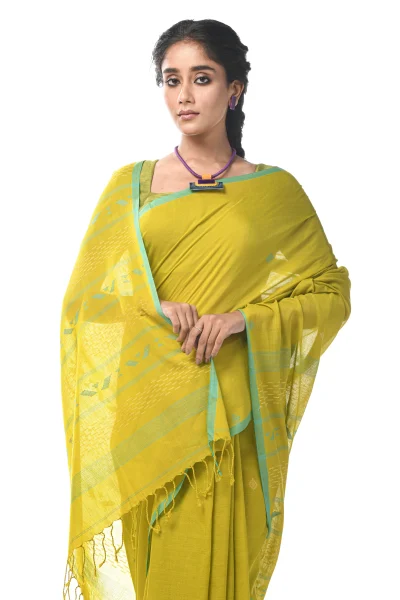 Handwoven Tangail Cotton Saree - Green