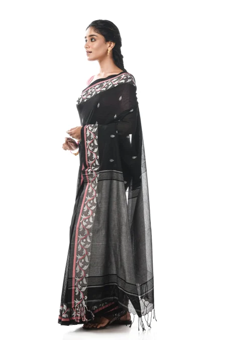 Handwoven Tangail Saree - Black