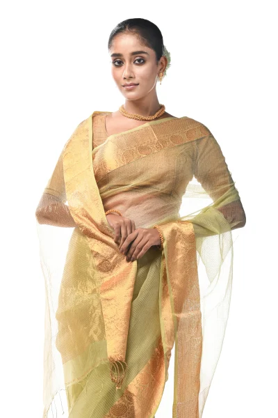Tangail Zari Silk Saree - Sea Green
