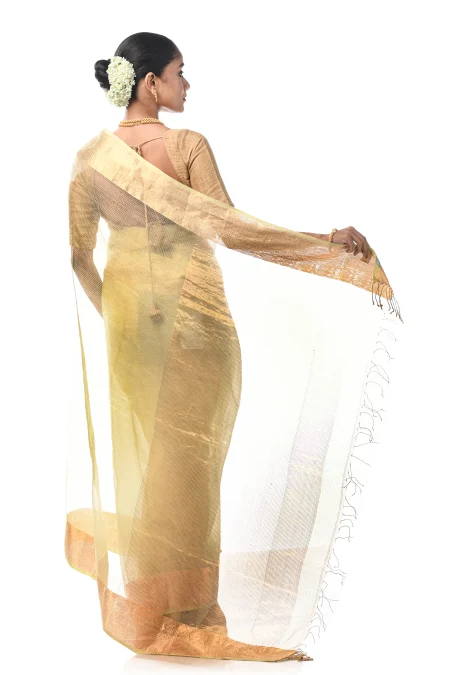 Tangail Zari Silk Saree - Sea Green - Image 2
