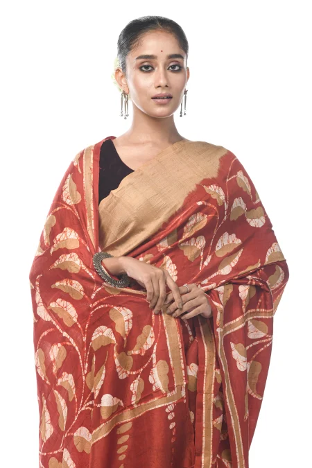 Batik Silk Saree - Beige
