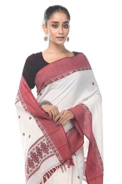 Dokhna Cotton Saree - White