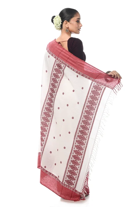 Dokhna Cotton Saree - White - Image 2