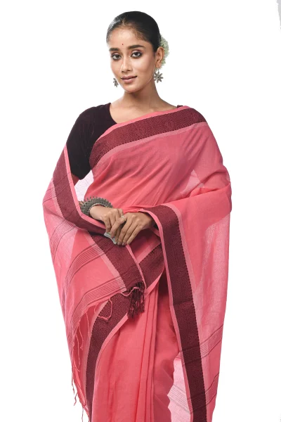 Santipuri Cotton Saree - Pink