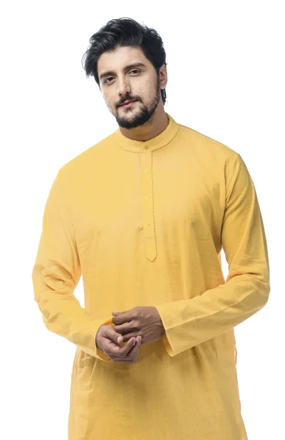 Cotton Sabudana Kurta - Yellow