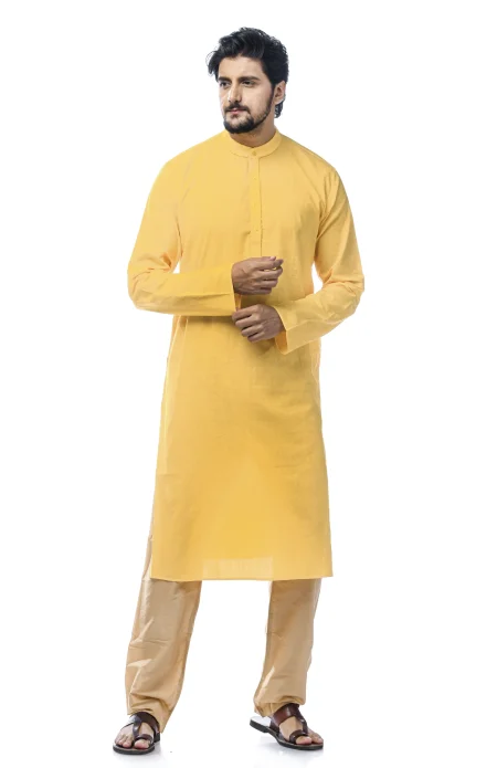 Cotton Sabudana Kurta - Yellow - Image 2