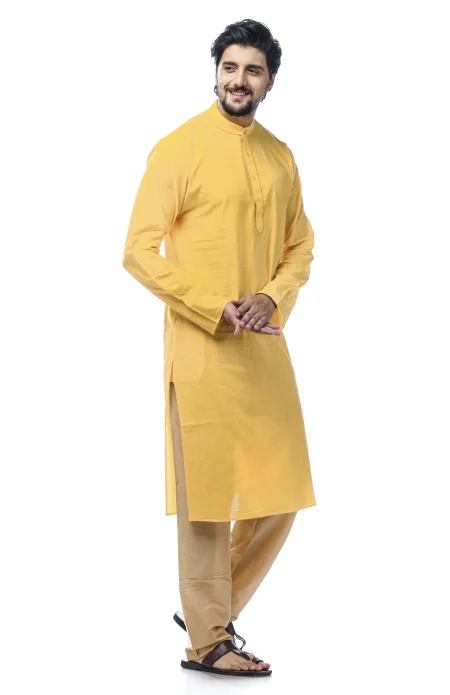 Cotton Sabudana Kurta - Yellow - Image 3