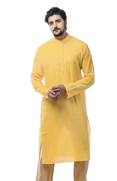 Cotton Sabudana Kurta - Yellow