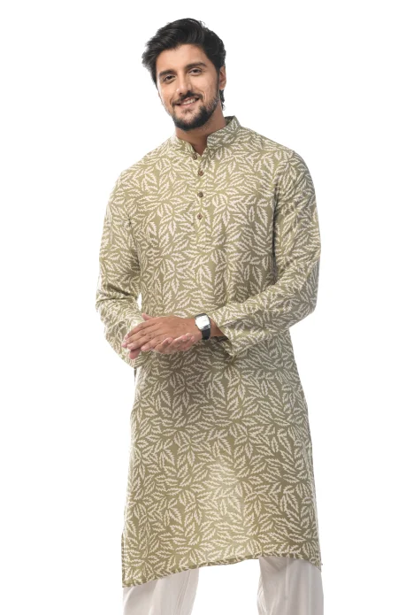 Cotton Viscose Printed Kurta - Green - Image 2