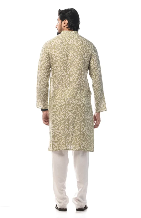 Cotton Viscose Printed Kurta - Green - Image 4