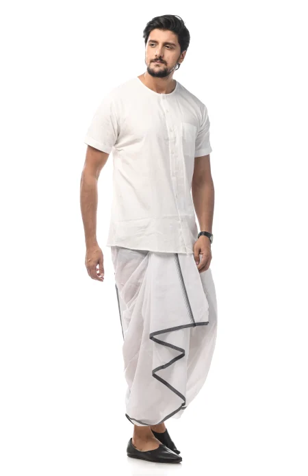 Round Neck Cotton Fatua - White - Image 3