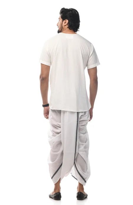 Round Neck Cotton Fatua - White - Image 4