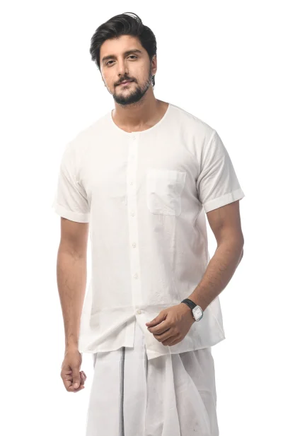 Round Neck Cotton Fatua - White