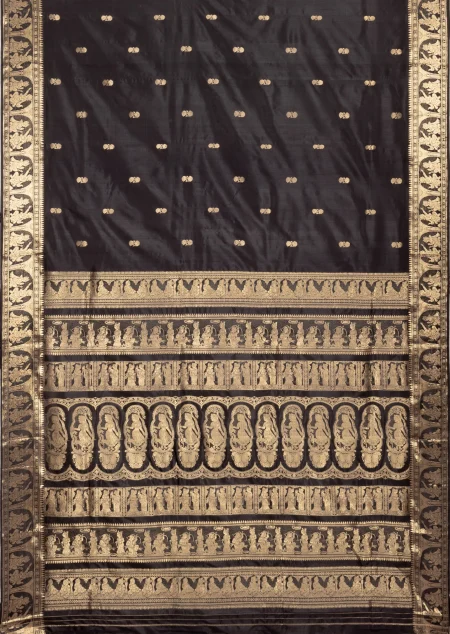 Baluchari Silk Saree - Black - Image 2