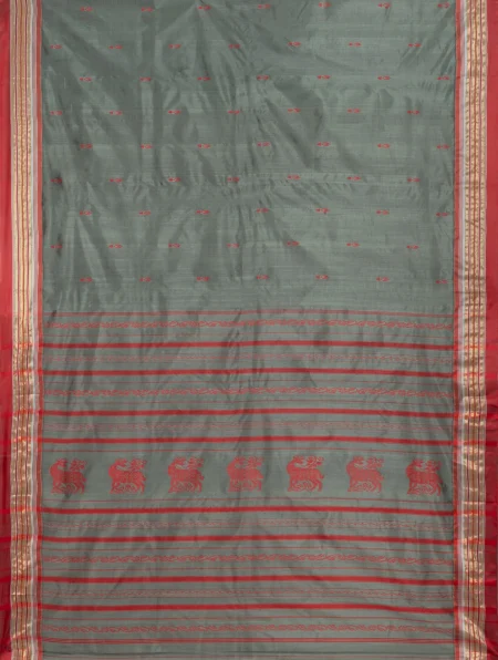 Garod Silk Saree - Mosh Grey - Image 4