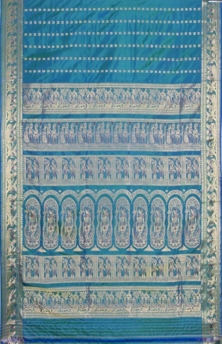Swarnachari Silk Saree - Peacock Green - Image 4