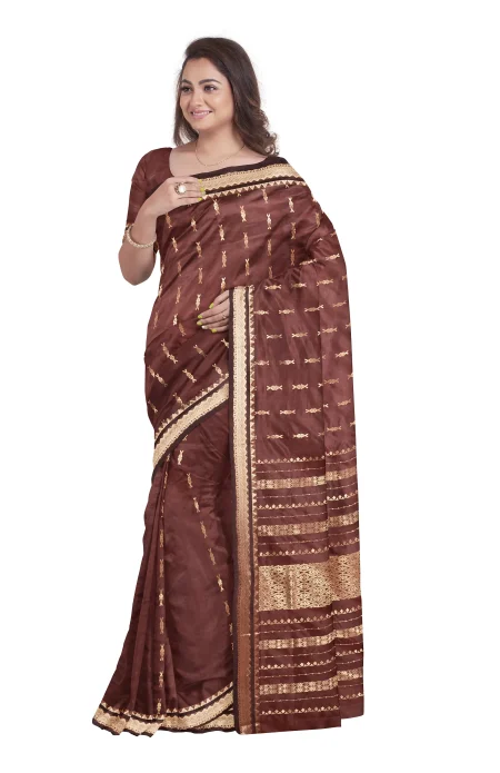 Garod Silk Saree - Brown - Image 3
