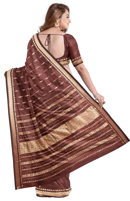 Garod Silk Saree - Brown - Image 2