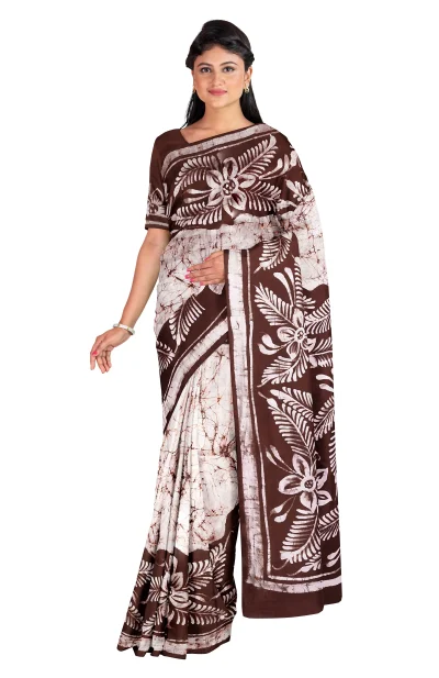 Batik Silk Saree - Brown